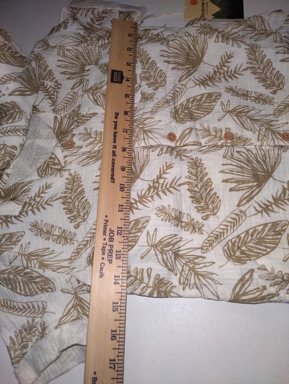 BearPaw Kids Leaf-Print  Shirt Short Set W/ Bucket Hat Beige Cream Size 5/6 New - Picture 6 of 8